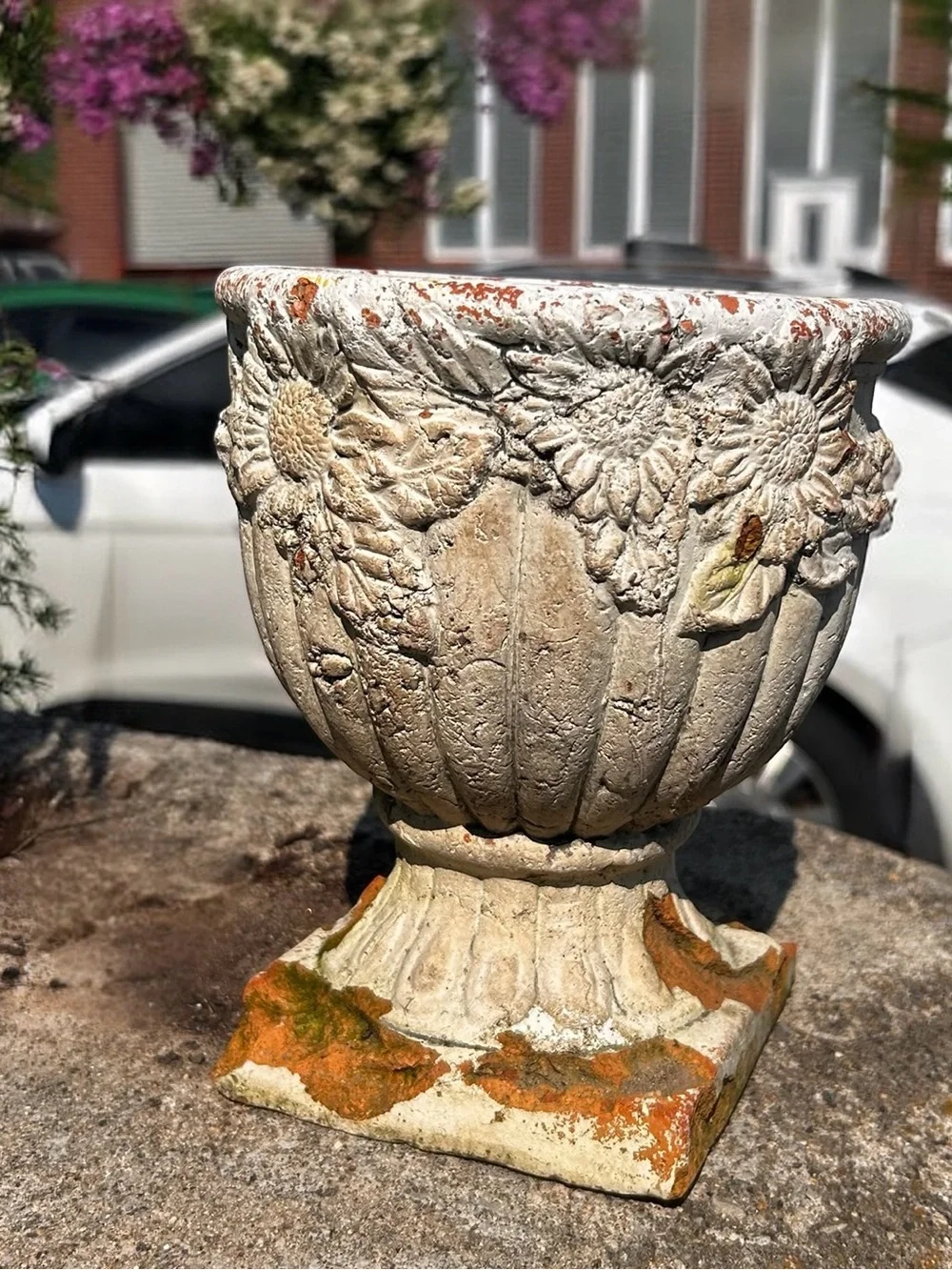 Terra Cotta Roman Garden Chippy Planter  Distressed 8 X 7.5
